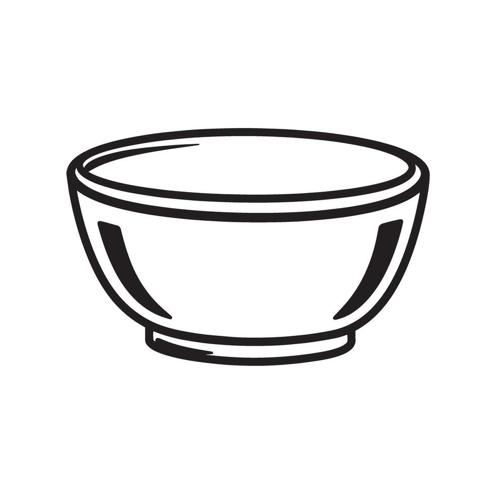 Simple illustrative silhouette of an empty bowl with a rounded shape perfect for food and dining concepts. vector