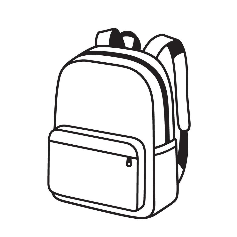 Simple black and white silhouette of a backpack representing school supplies and education vector