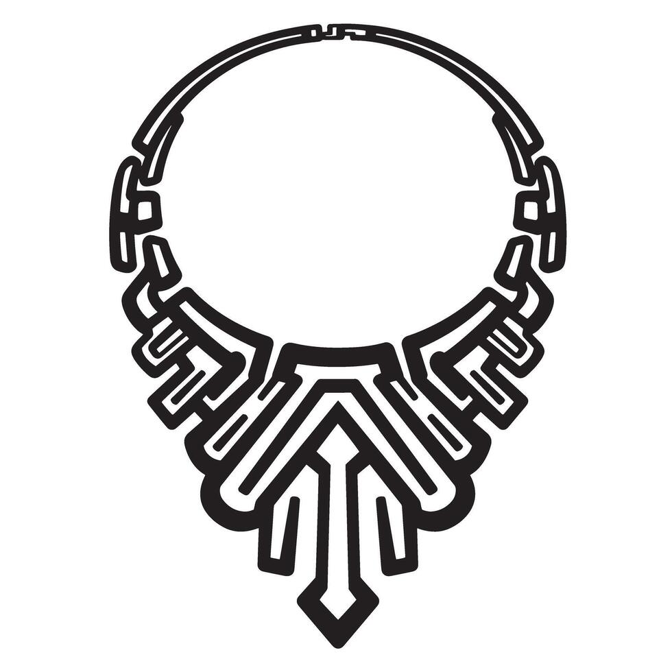 Elegant geometric silhouette of a black and white necklace design featuring intricate shapes and a modern fashion style vector