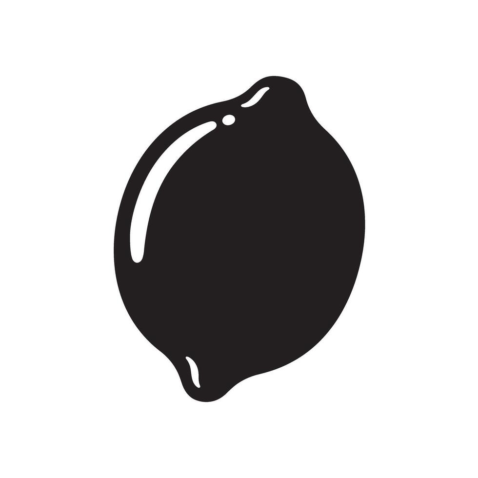 Simple black and white silhouette illustration of a ripe lemon fruit isolated on white background vector