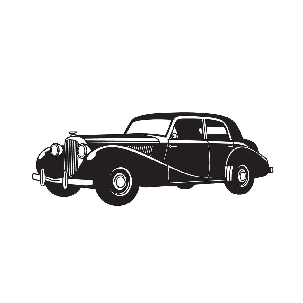 Vintage Car Illustration Classic Black and White Art Retro Designs vector
