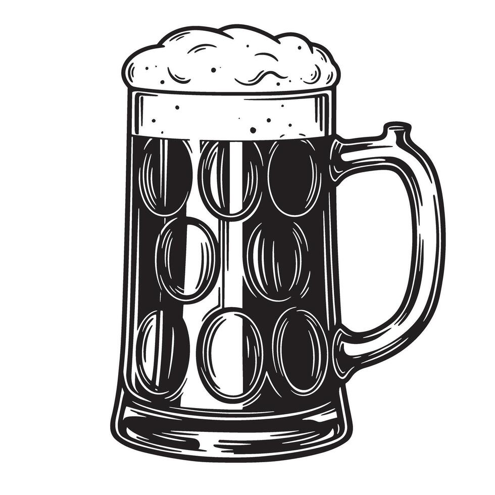 Classic illustration of a full frothy beer mug in a stylish silhouette design perfect for beer lovers and beverage advertisements vector