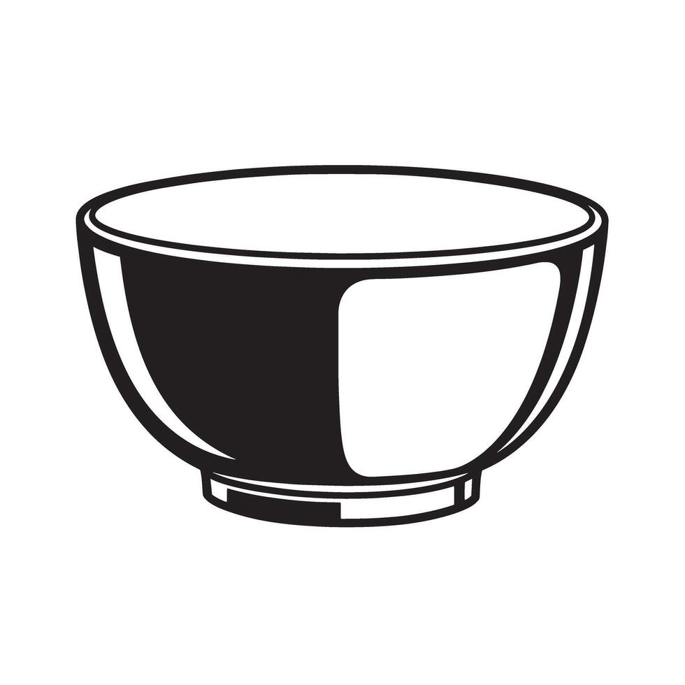 Clean graphic illustration of a simple elegant bowl in grayscale perfect for food and beverage designs or culinary arts applications. vector