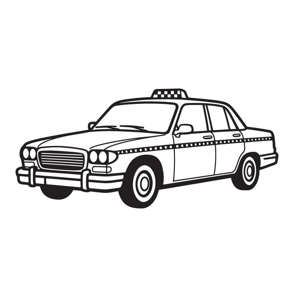 Elegant illustration of a vintage taxi cab silhouette isolated on white background perfect for transportation themed projects vector