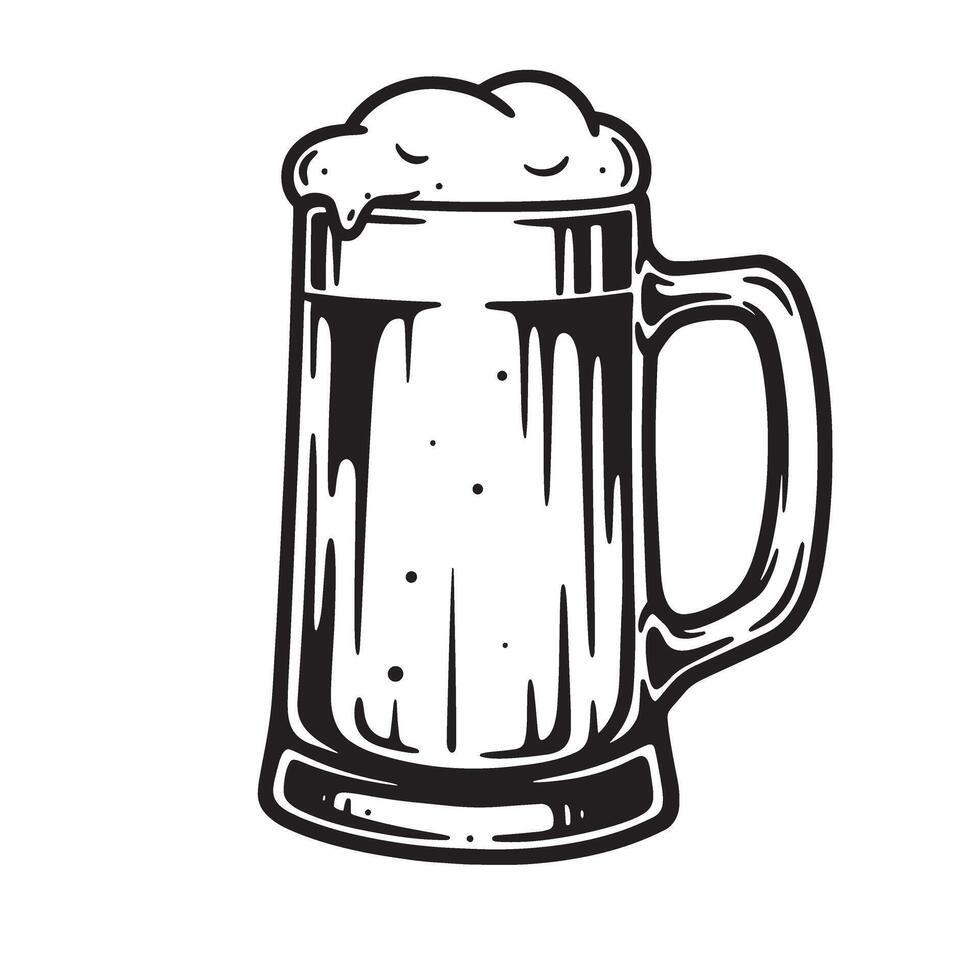A classic silhouette of a beer mug filled with frothy beer perfect for brewing related designs or promotional material. vector