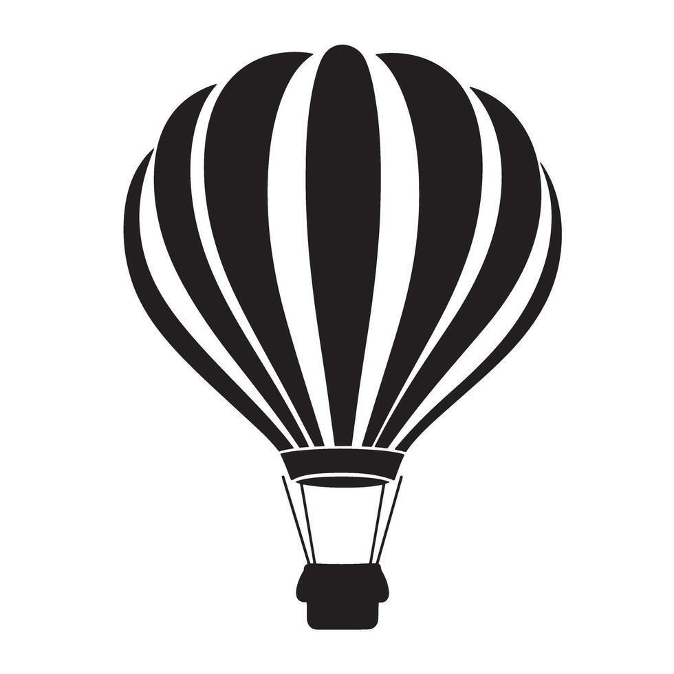 illustration of a silhouette black and white hot air balloon on a white background suitable for design projects vector