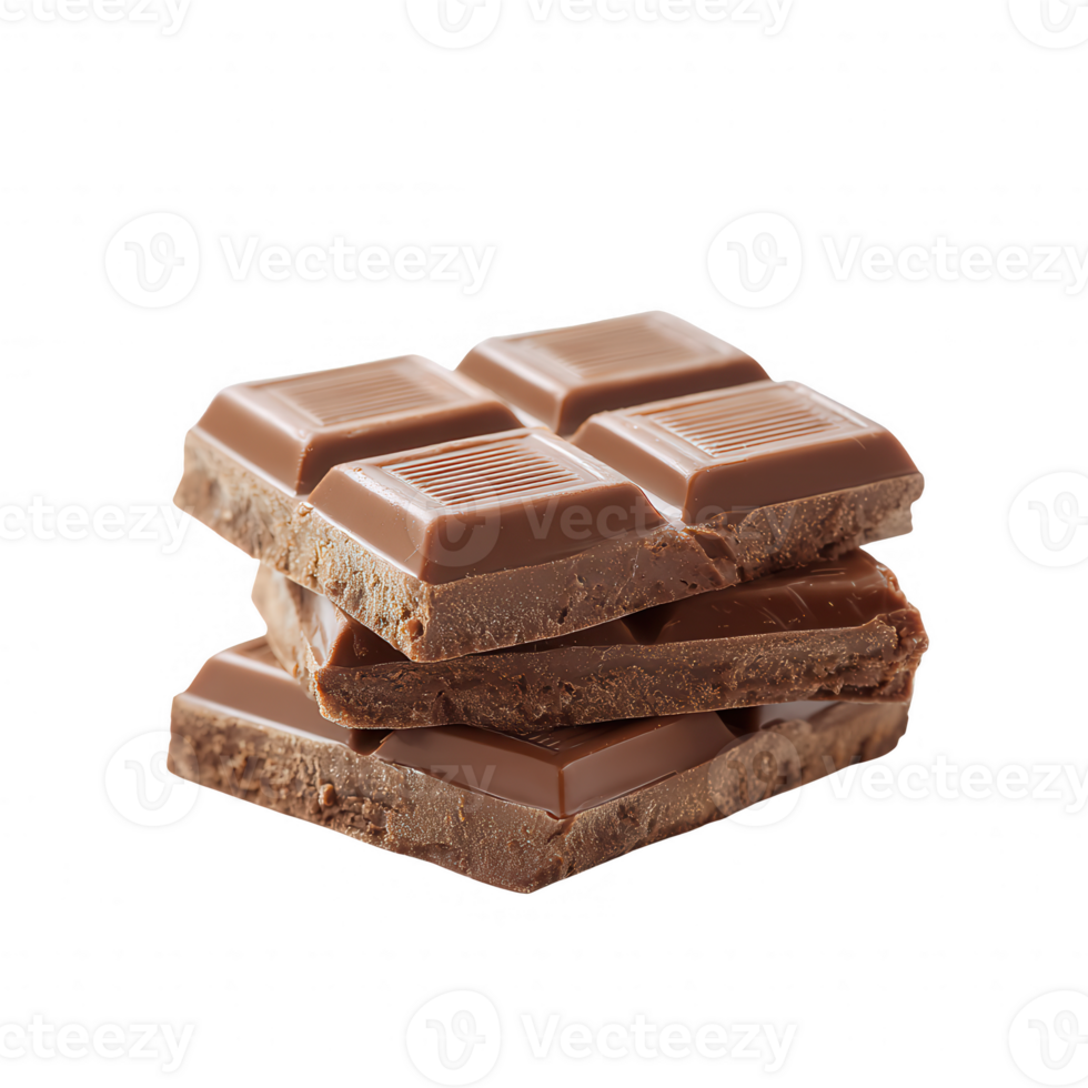 A tempting stack of milk chocolate bars, showcasing rich texture and glossy surface, ideal for confectionery and dessert themes. png