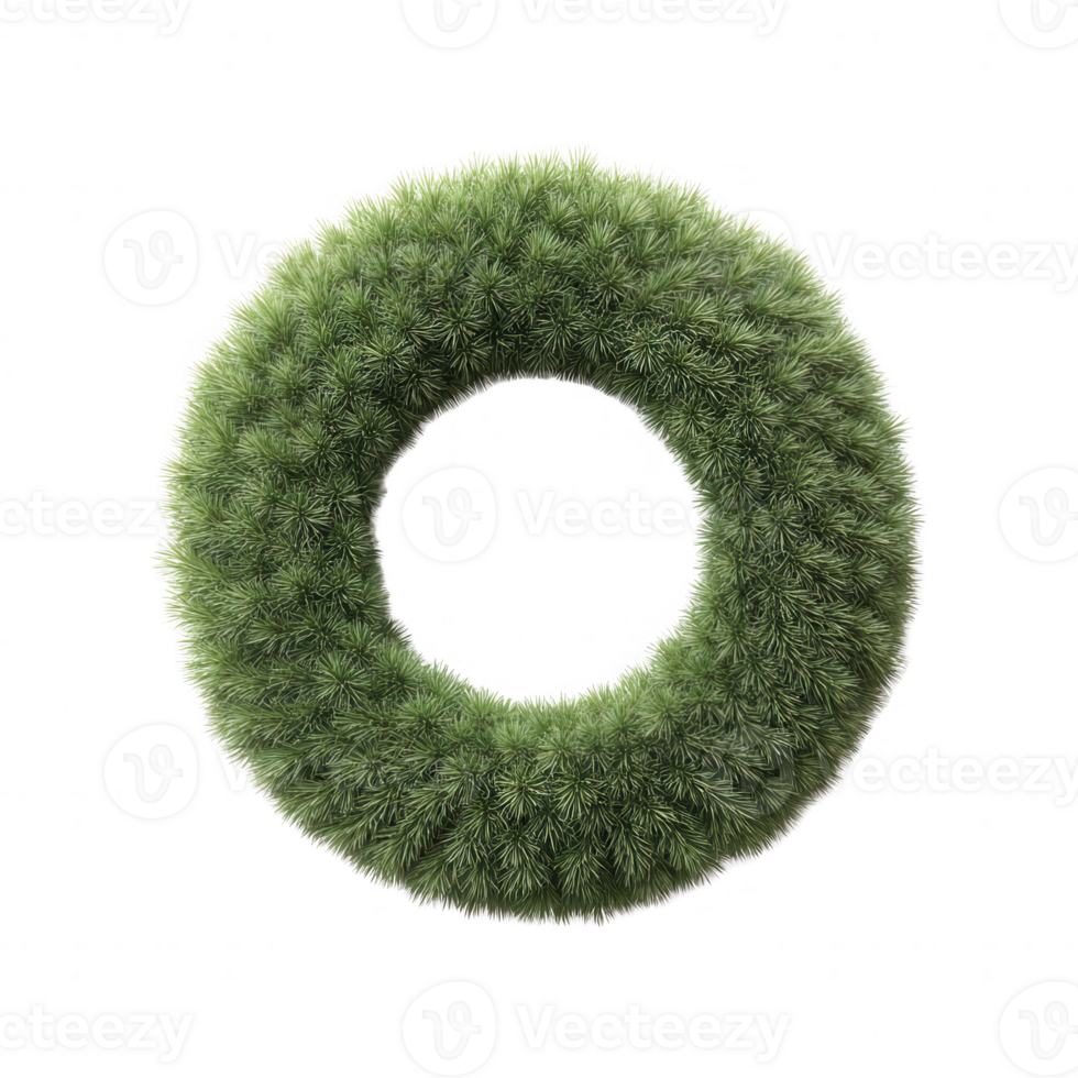 A vibrant green wreath showcasing a lush texture, perfect for decoration and enhancing the aesthetic of spaces png