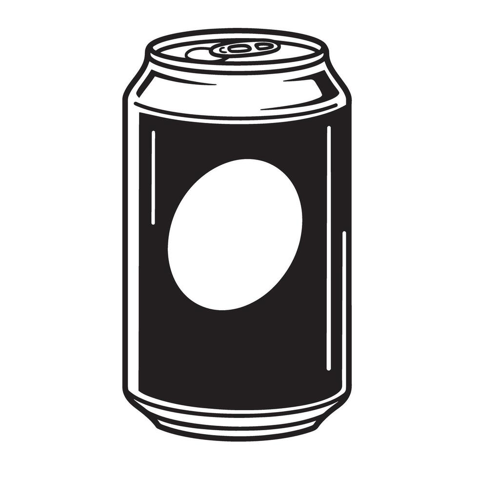 Simple illustrative silhouette drawing of a soda can with an empty white oval label designed for logos or text. vector