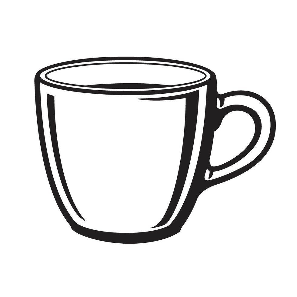 A simple black and white illustration showcasing a coffee or tea cup perfect for logo design or minimalist artwork projects vector