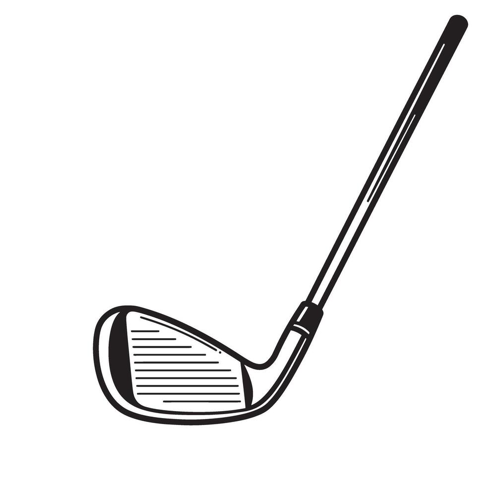 Simple black and white golf club iron silhouette isolated on white background for sports and leisure vector