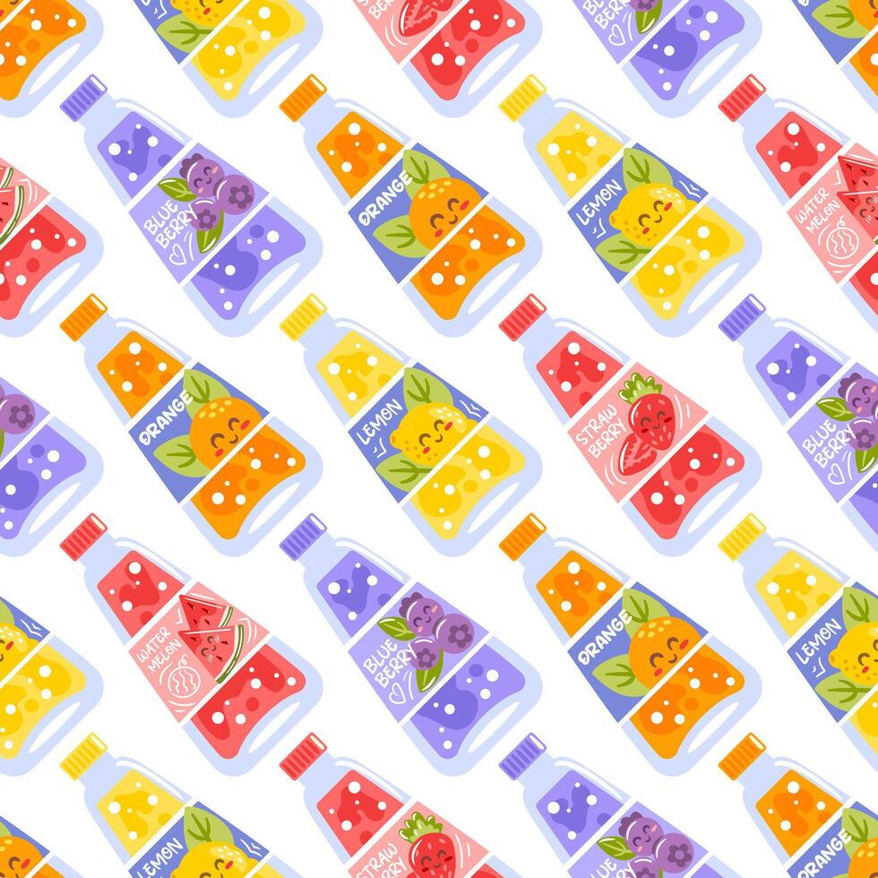 Colorful beverage bottles illustration pattern vector