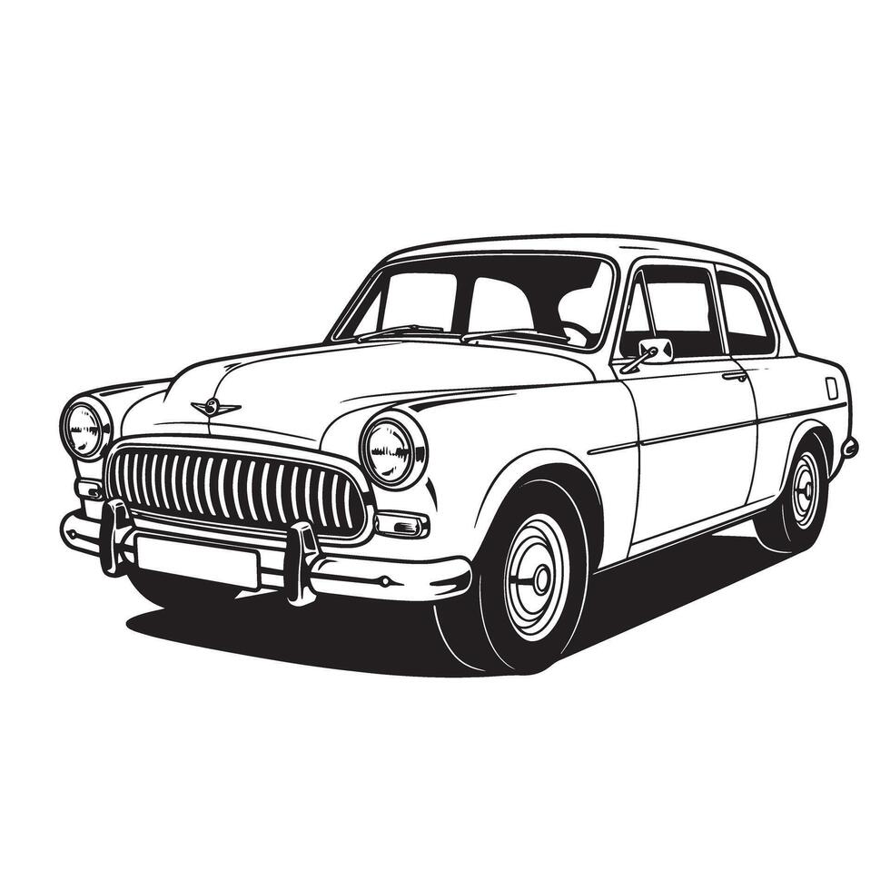 illustration of a classic vintage car presented in a minimalist silhouette style perfect for design projects and retro themed artwork. vector
