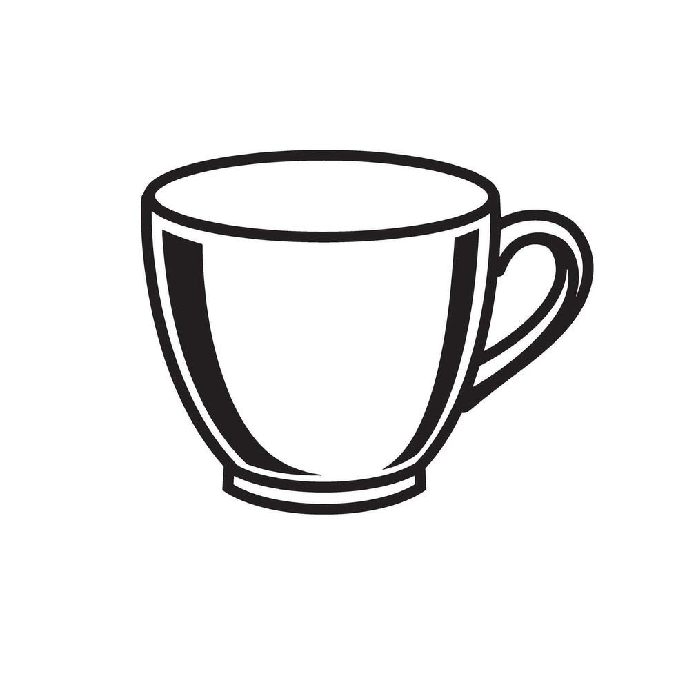 Clean simple silhouette illustration of a coffee cup or mug for breakfast beverage design or coffee related concepts vector