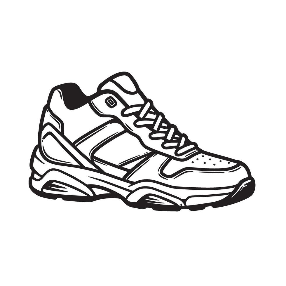 Black and white illustration of a stylish athletic sneaker shoe design with a modern silhouette for fashion or sports use vector