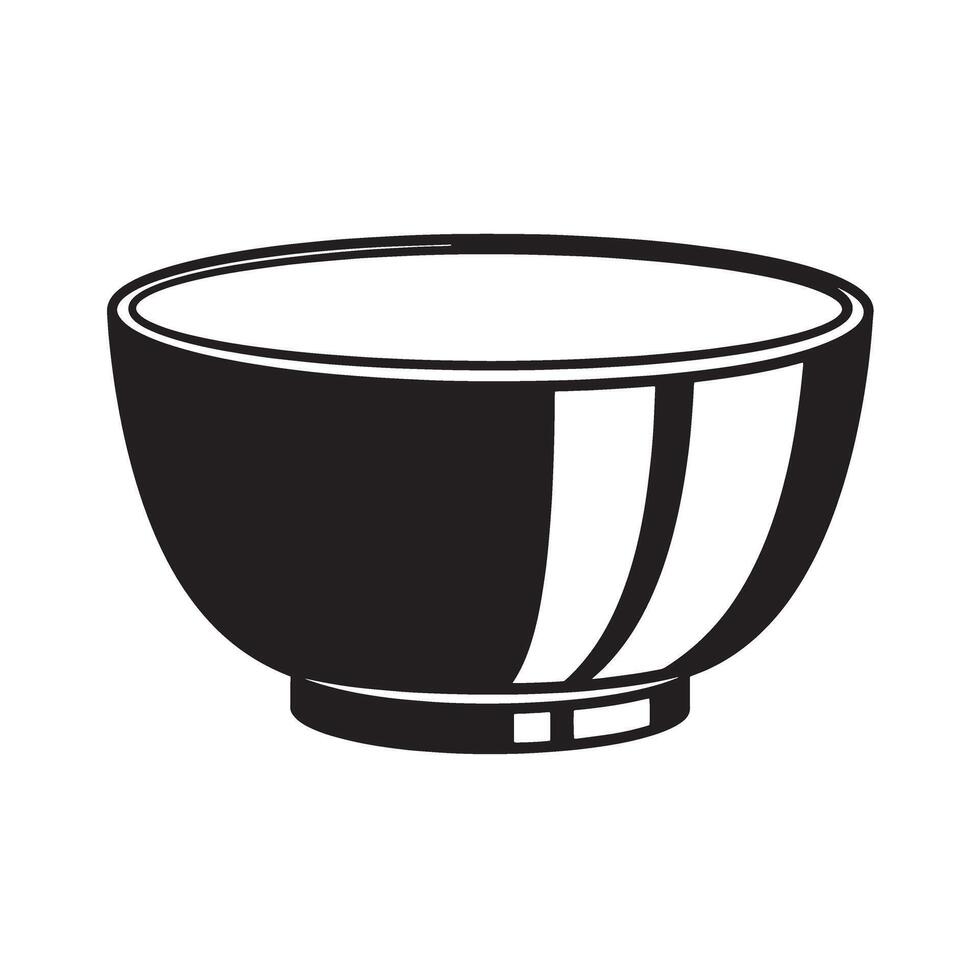 A simple minimalist artistic black and white graphic representation of a bowl in a silhouette style suitable for design concepts. vector