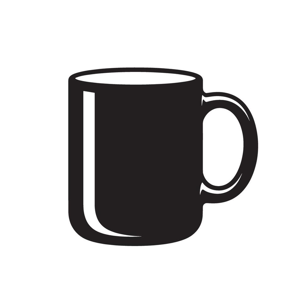 Classic black coffee mug illustration silhouette design with minimalist style isolated on white background perfect for branding and design. vector