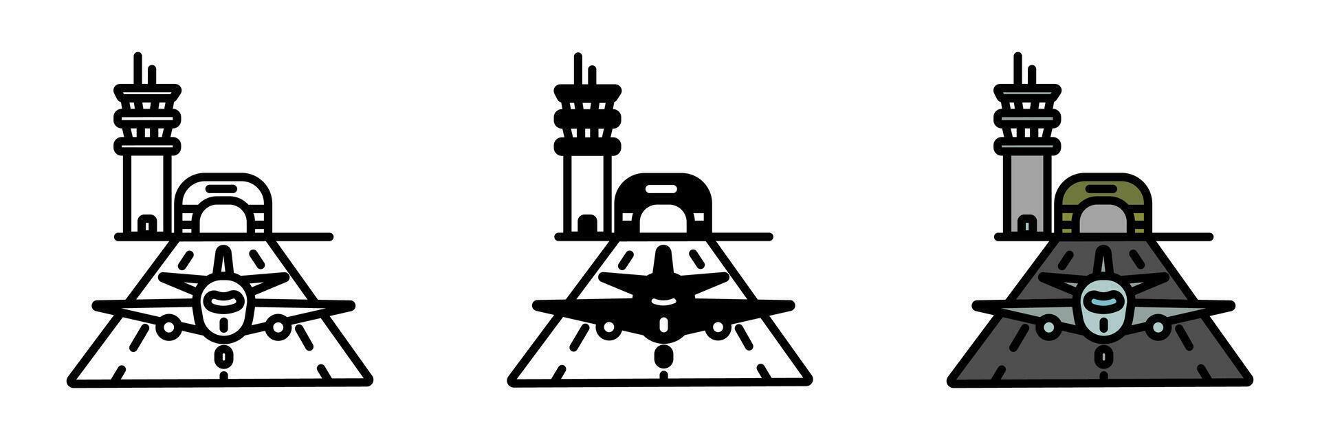 Airbase, A military facility providing operational support for aircraft, including runways, control towers, hangars, and personnel quarters. vector