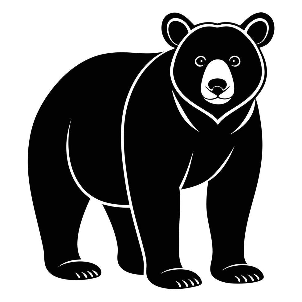 Stylized Black Silhouette of a Bear with Powerful Build vector