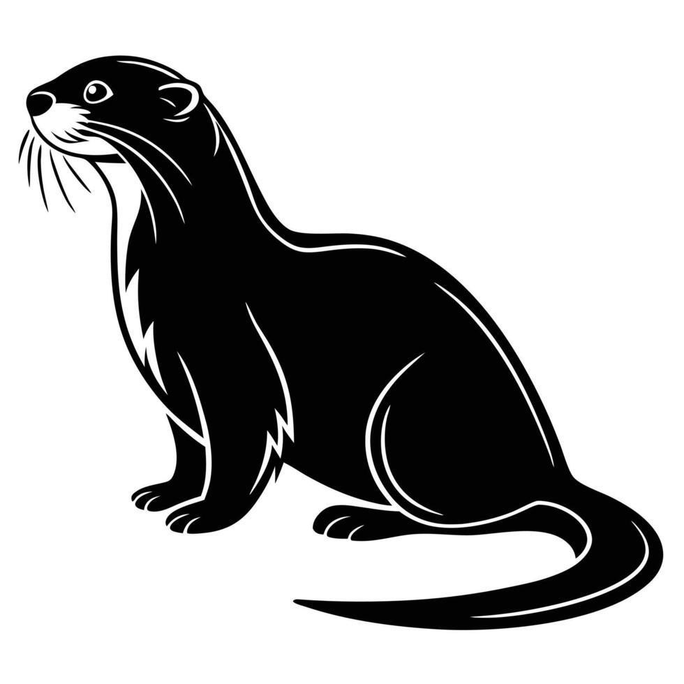 Minimalist Otter Silhouette in Black Style vector