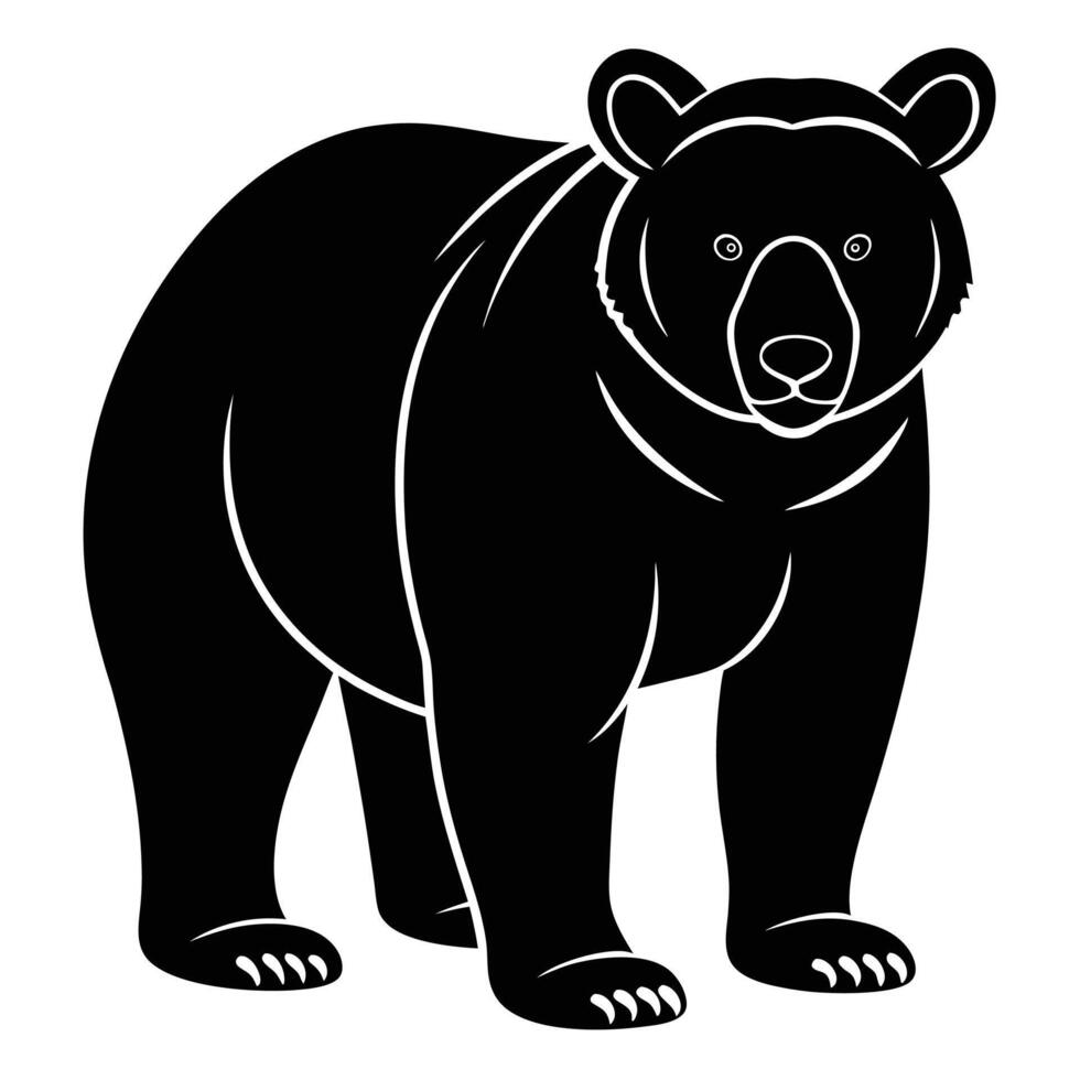Simple Black Silhouette of a Bear Illustration vector
