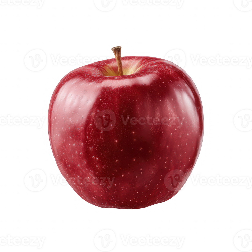 A vibrant red apple displaying its smooth and shiny surface, perfect for healthy snacking or as a symbol of freshness. Ideal for food-related projects or dietary content. png