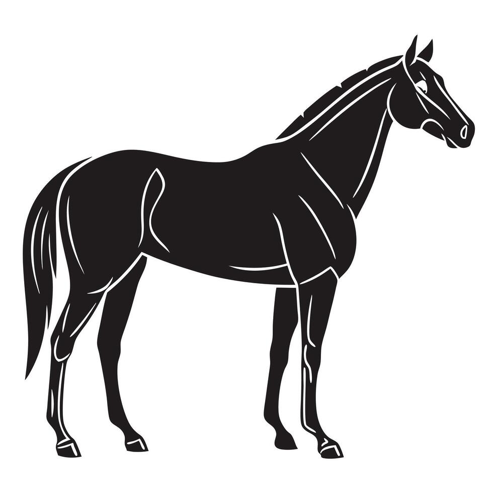 Majestic Black Silhouette of a Horse in Profile View vector