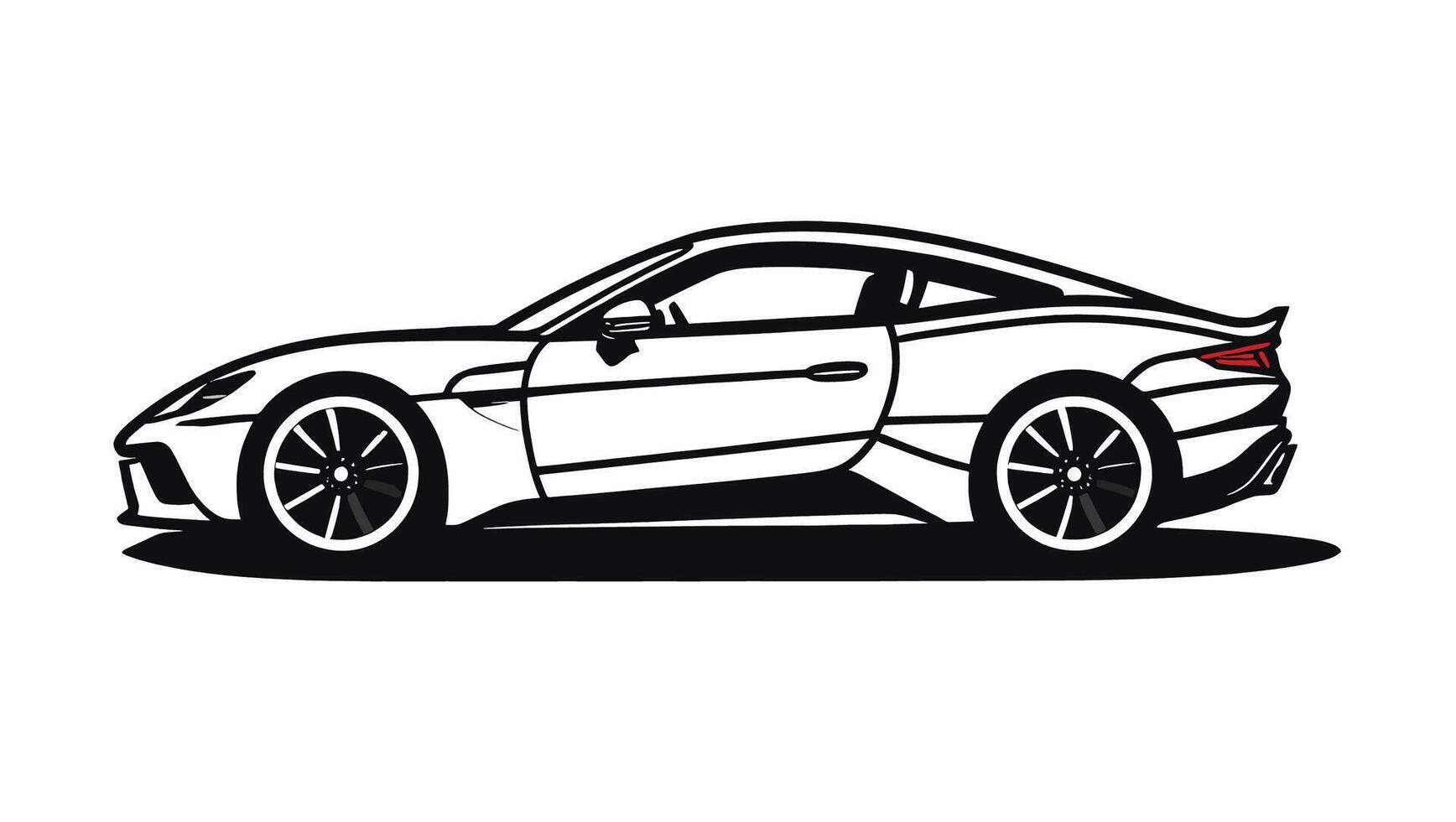 Sleek White Sports Coupe, Dynamic Side Profile Illustration, Powerful Design, Modern Aesthetics, Clean Lines, White Background vector