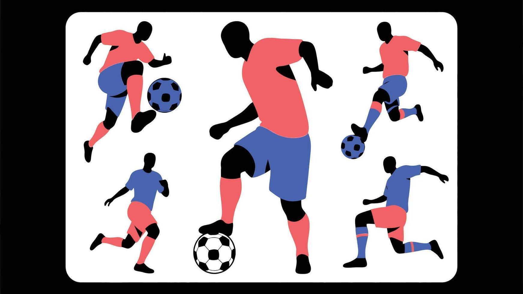 Energetic Soccer Players in Action Dynamic Silhouettes of Athletes Playing Football on a White Background vector