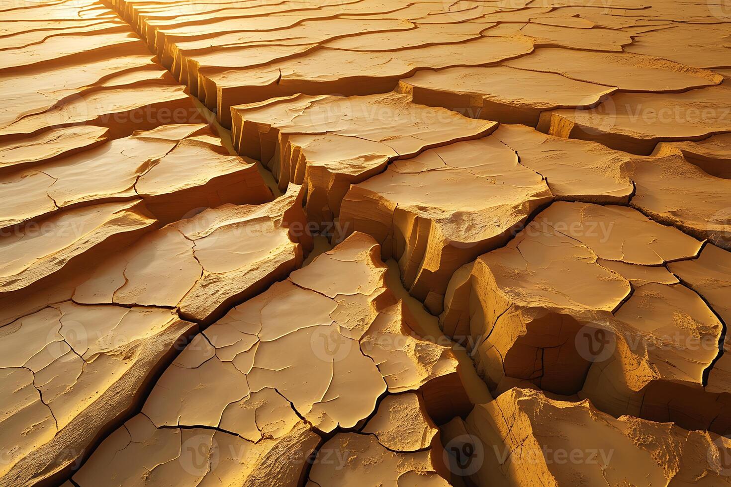 A cracked desert landscape with cracks in it photo