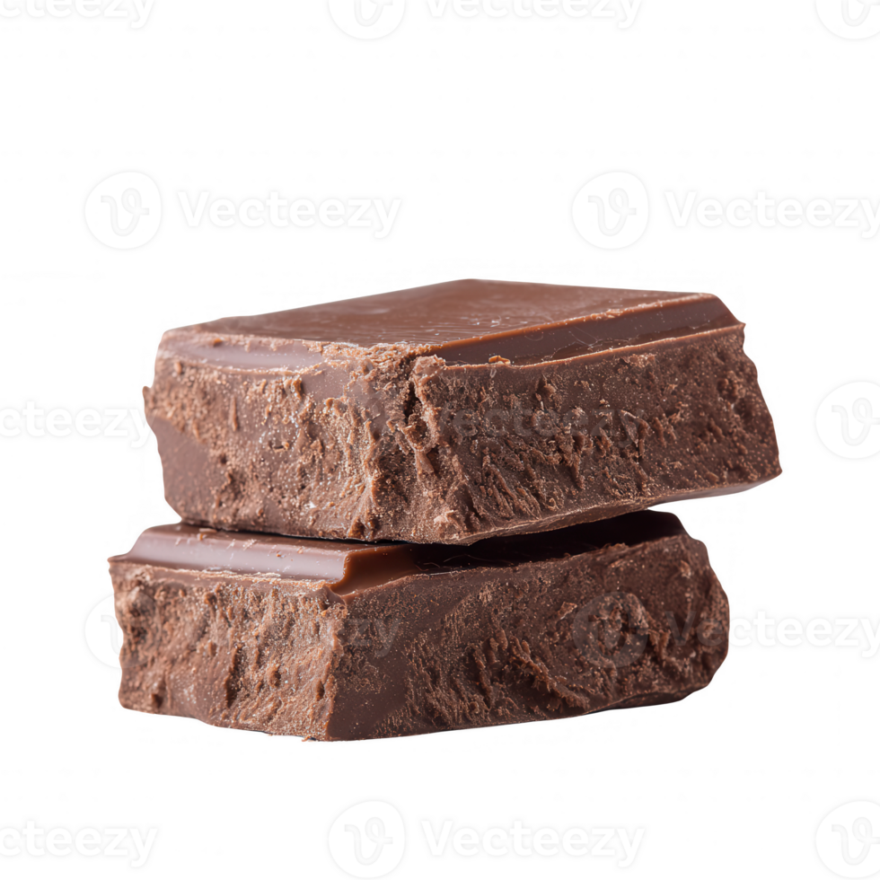 Delicious chocolate bars stacked on top of each other, showcasing a rich texture and inviting appearance, perfect for enticing dessert lovers and chocolate enthusiasts. png