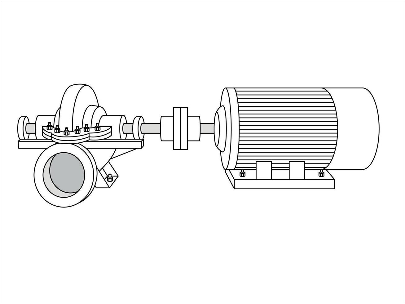 The pumping unit is centrifugal with a nozzle. A device for pumping process water and other liquids. vector