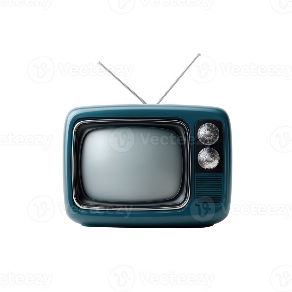 Vintage television set with antennas, showcasing a classic design. Perfect for retro-themed projects and showcasing nostalgia in media and entertainment contexts. png