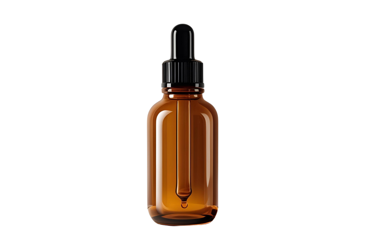 Amber dropper bottle displayed on wooden surface for natural product branding png