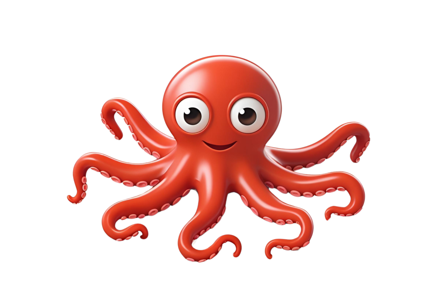 Funny Cross-Eyed Red Rubber Octopus Isolated for Design Use png