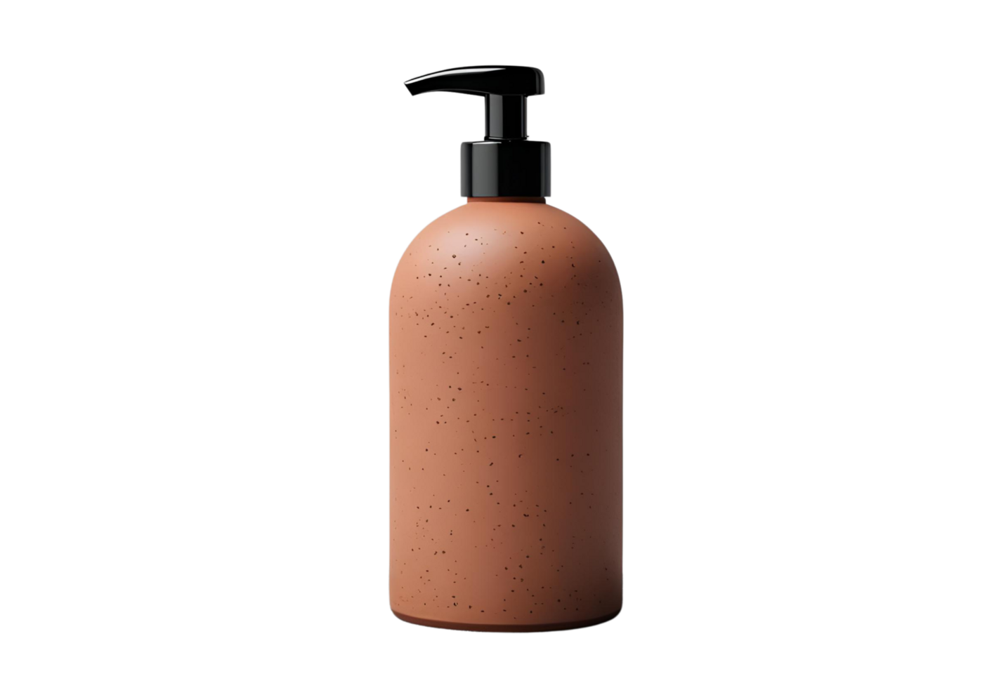 Terracotta Soap Refill Bottle on Modern Grey Speckled Countertop. png