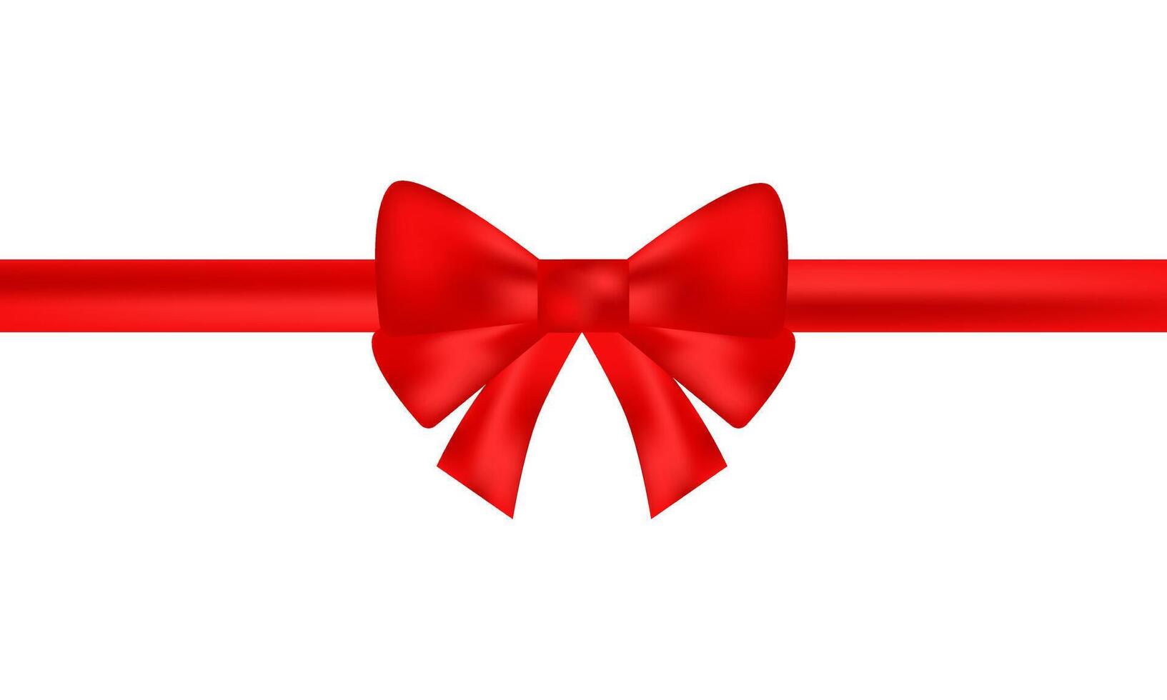 Bright red bow with ribbon on a white background. The red element of the design of gift packaging, website decoration,gift card vector