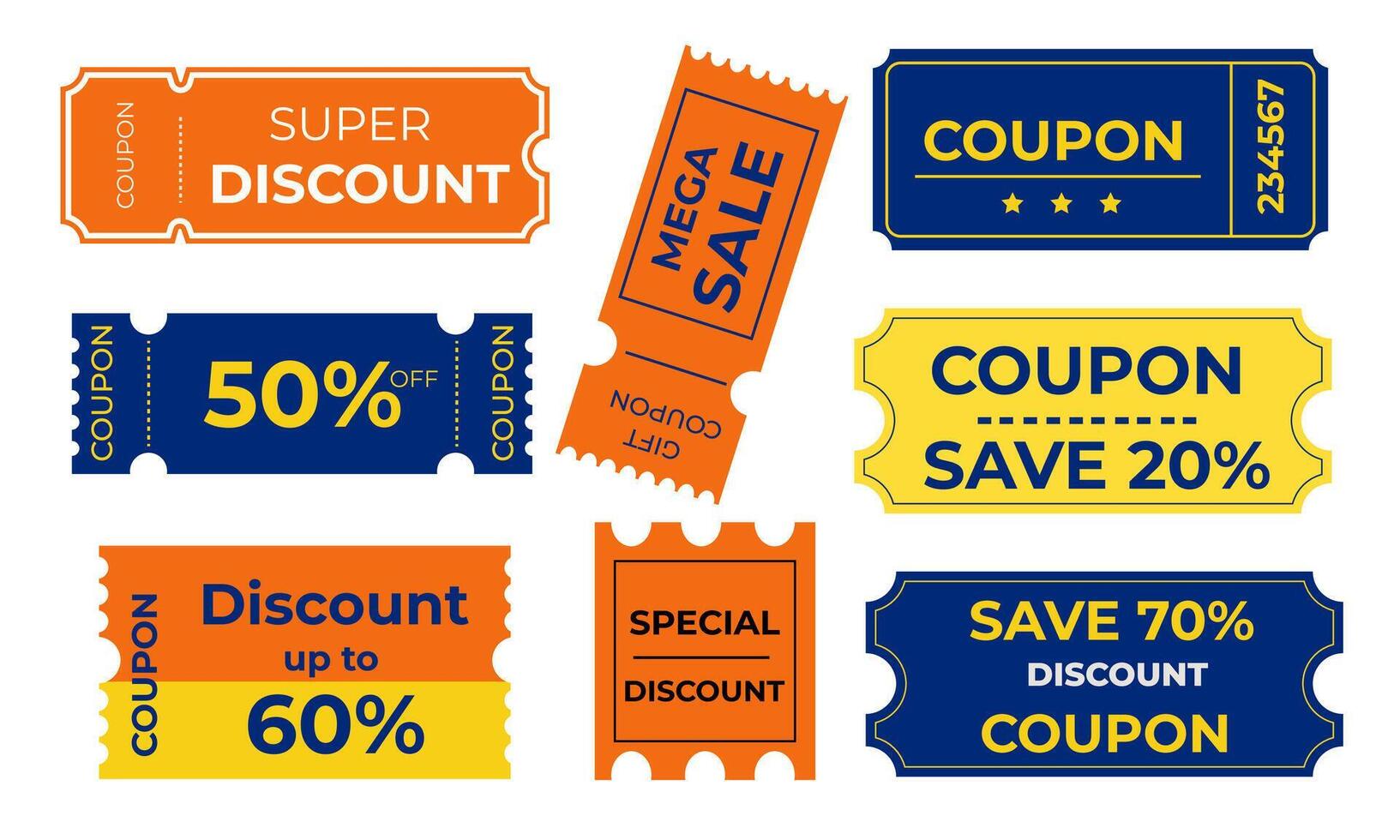 A collection of promotional coupons or gift cards that stand out against a light background vector