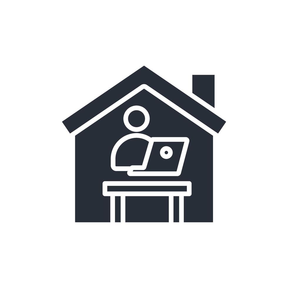 work from home black icons stroke vector