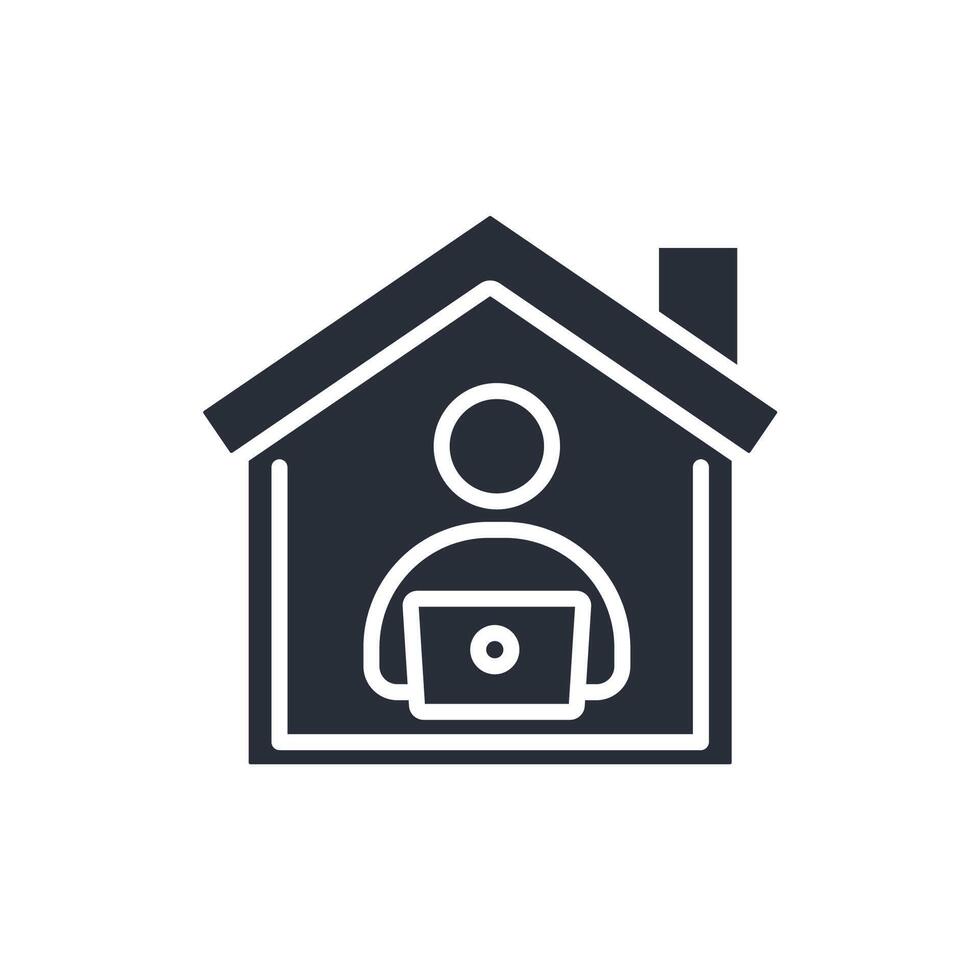 remote work black icons stroke vector