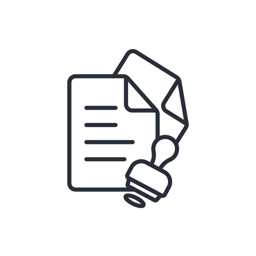 stamp document line icons vector