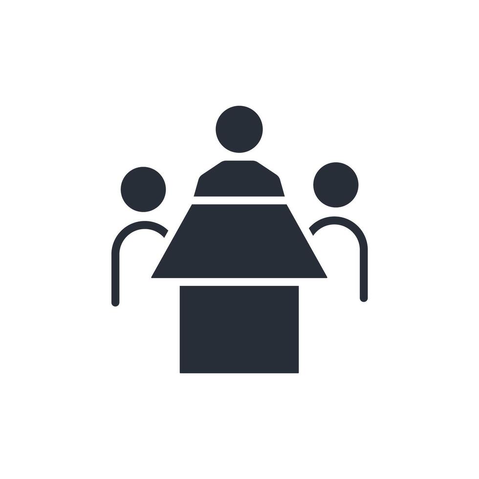 client meeting black icons stroke vector