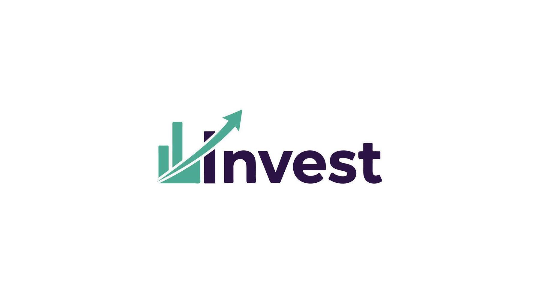 Minimalist Invest Logo with Upward Arrow and Graph Elements in Dark Blue and Green vector