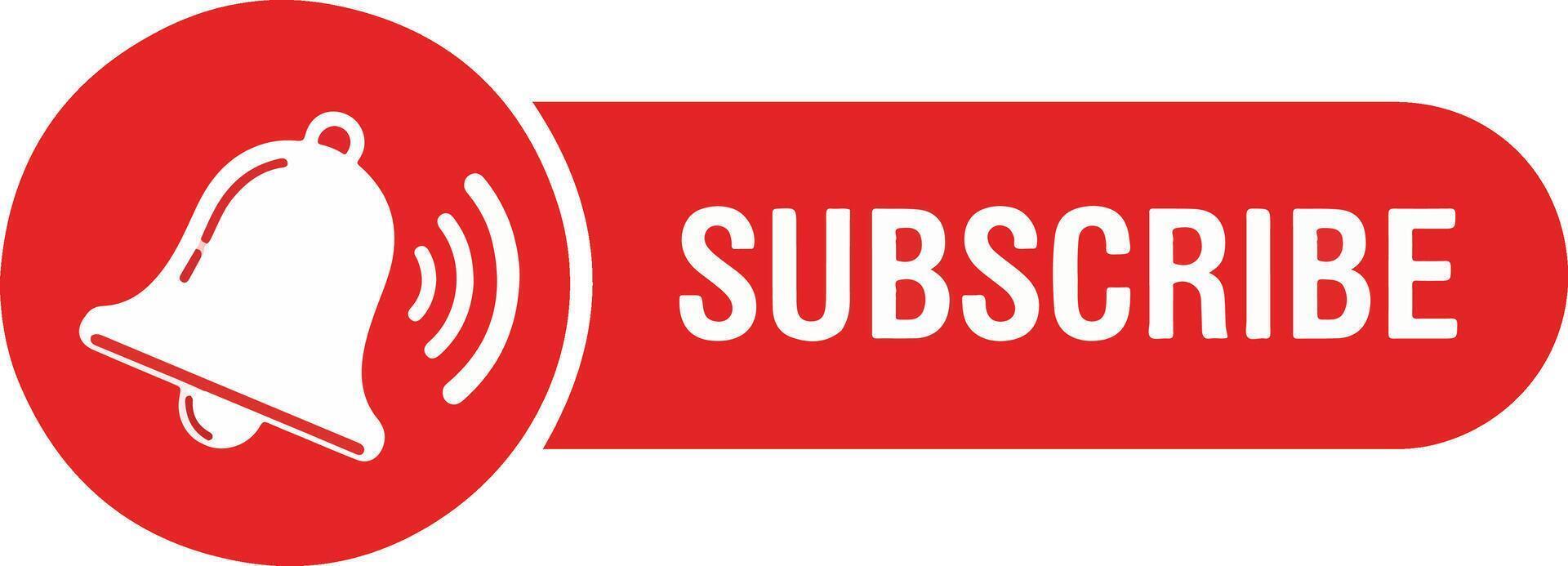 Subscribe button featuring a bell icon on a white background, indicating notifications for new content vector