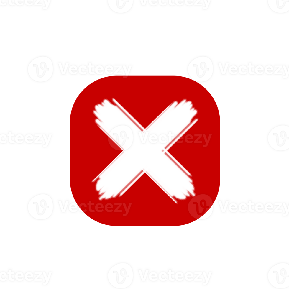 An x sign on a red background png