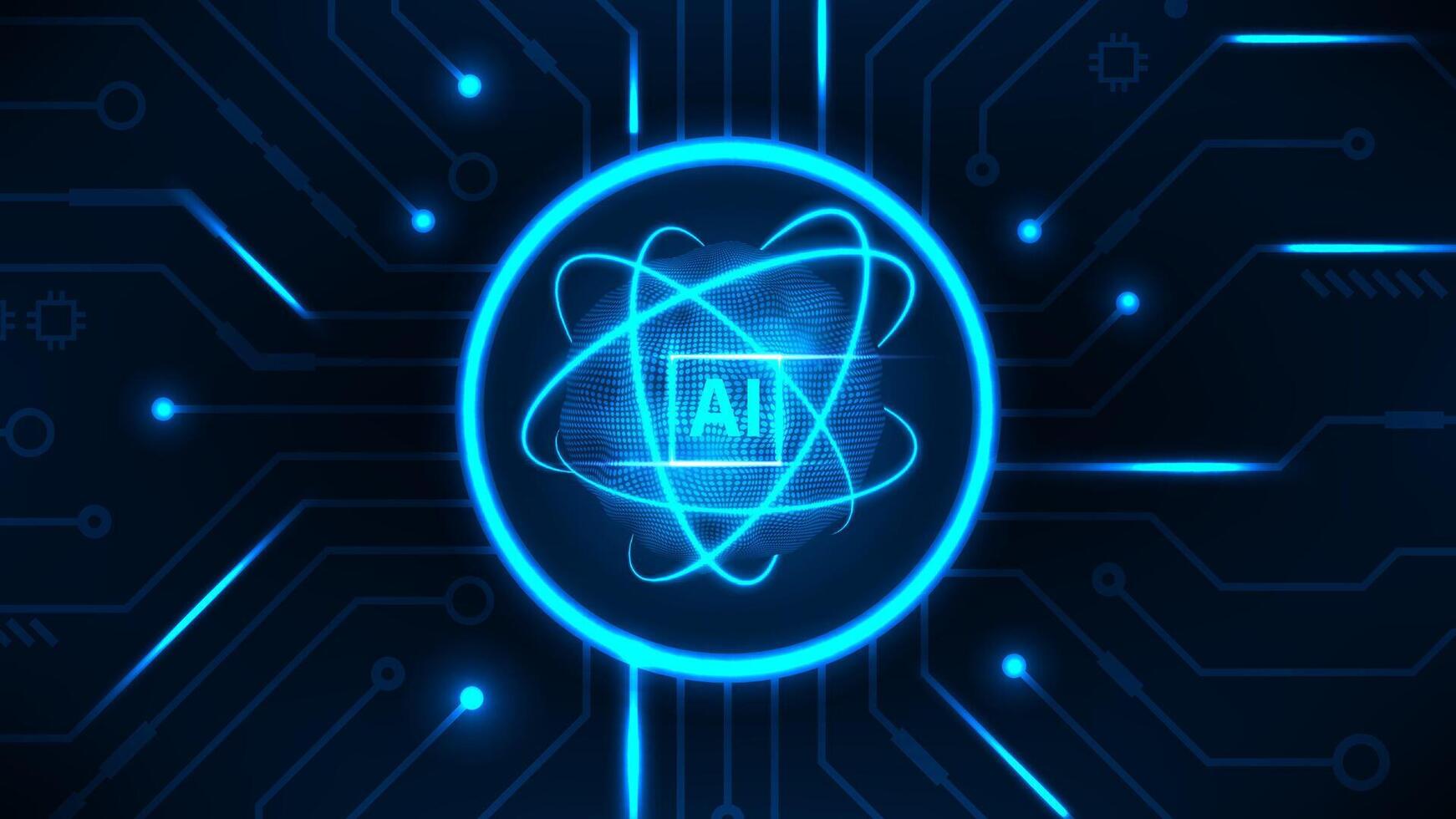 Artificial intelligence innovation conncept system line circuit board with dark blue vector