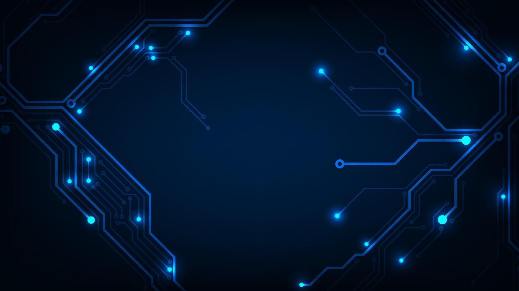 Technology circuit board blue innovation concept on dark background vector