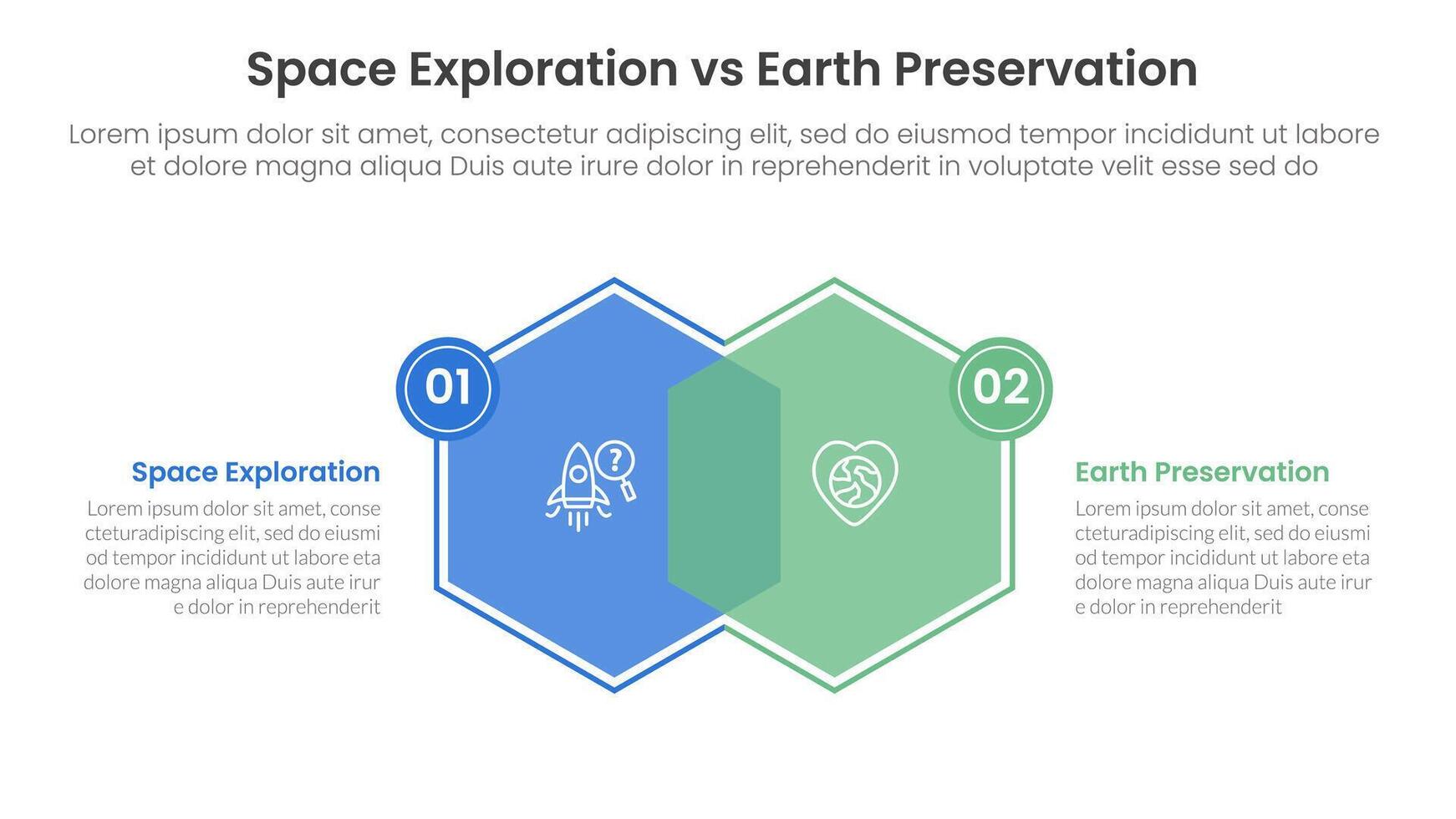Comparison of space exploration and earth preservation vector