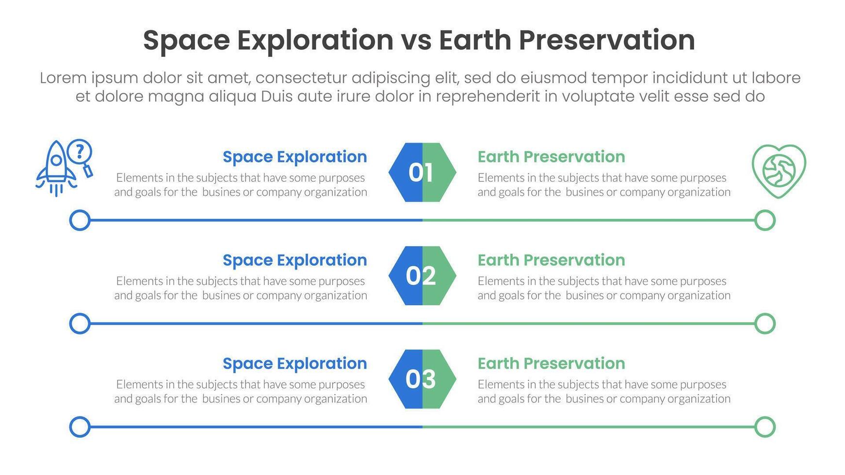 Space exploration vs earth preservation infographic vector