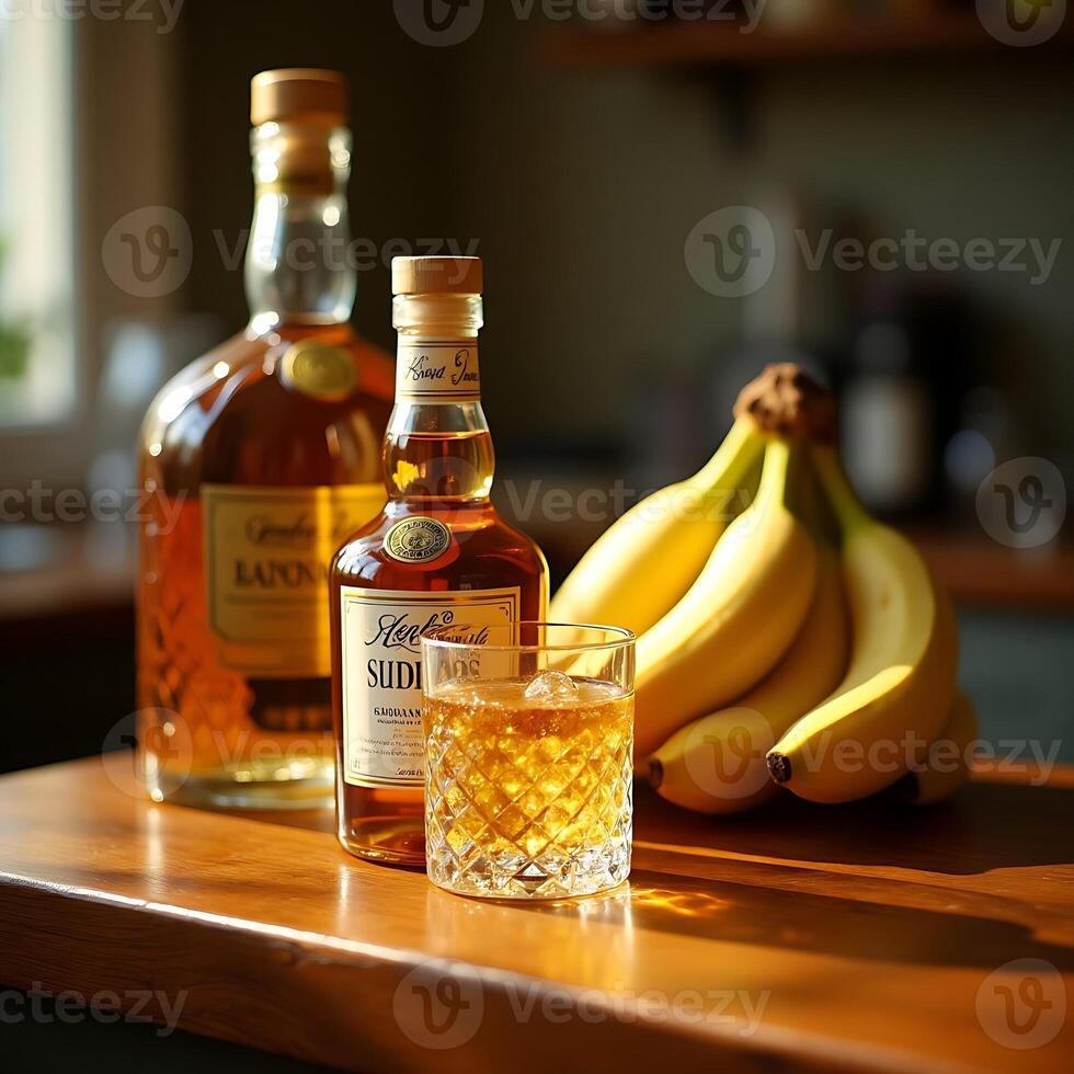 Refreshing Drink with Fruit Still Life Composition on a Wooden Surface photo